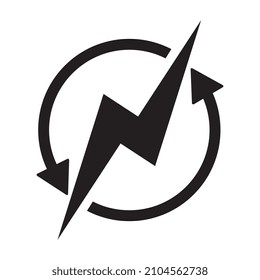 Icono de potencia, ilustración de vector de energía limpia en fondo blanco