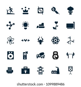 Power icon. collection of 25 power filled icons such as factory, concrete mixer, tractor, electric saw, pylon, speaker. editable power icons for web and mobile.
