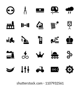 Power icon. collection of 25 power filled icons such as banana, crown, crane, pliers, adjust, loudspeaker, factory, air conditioner. editable power icons for web and mobile.