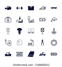 Power icon. collection of 25 power filled and outline icons such as forklift, jackpot, cargo wagon, loudspeaker, battery. editable power icons for web and mobile.