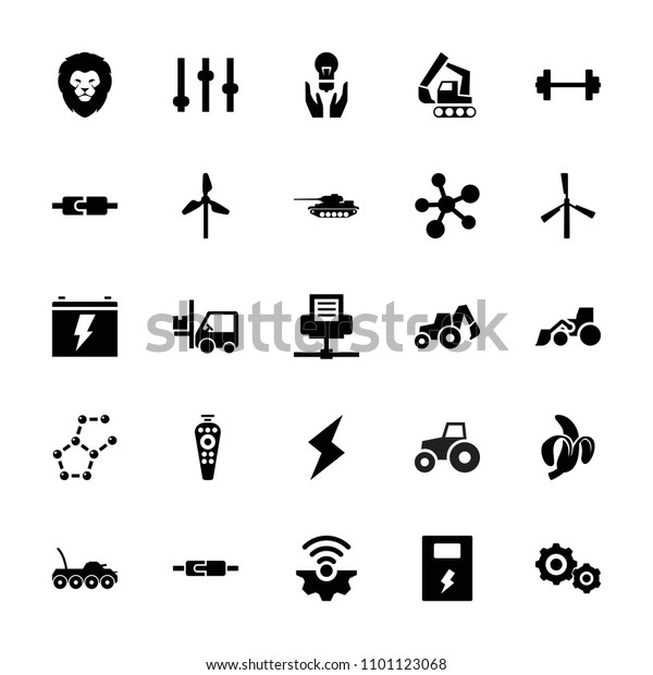 Power icon. collection of 25 power\
filled icons such as mill, lion, excavator, adjust, forklift,\
remote control. editable power icons for web and\
mobile.