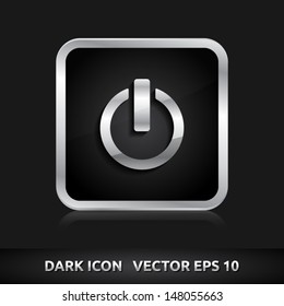 Power icon | color dark black silver metal grey white | icon set | abstract vector symbol | template design | shadows shiny | business button | abstract 3d