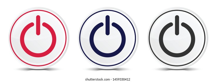 Power icon crystal flat round button set illustration design isolated on white background