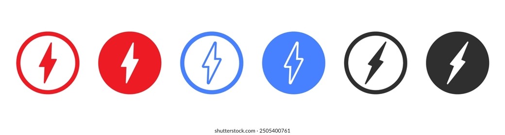 power icon flash thunder lightning bolt color icon electric power symbol energy outline stoke style vector icon charging flash battery charger logotype voltage electronic concept graphic design