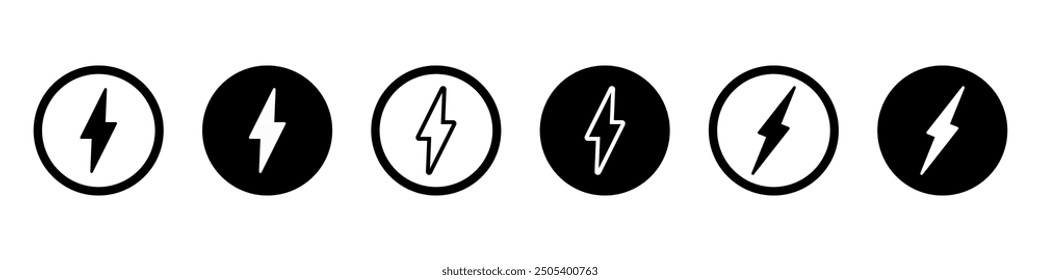 power icon flash thunder lightning bolt icon electric power symbol energy outline stoke style vector icon charging flash battery charger logotype voltage electronic concept graphic design