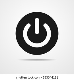 The power icon in flat design. Black power symbol. Vector illustration