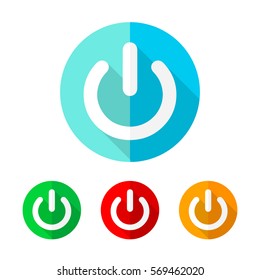 The power icon in flat design. Black power symbol. Vector illustration