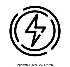 Power icon. Flat electric pictogram for web. Line stroke. Simple energy isolated on white background. Outline vector eps10