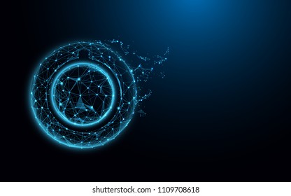Power icon form lines, triangles and particle style design. Illustration vector