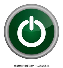 Power Icon Glossy Button Green