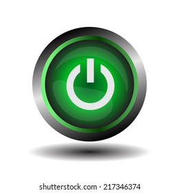 Power icon glossy green vector