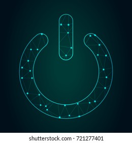 Power icon - With glowing point and lines scales on the dark gradient background. Vector Illustration eps10.