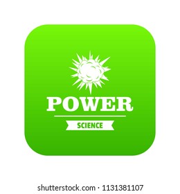 Power icon green vector isolated on white background
