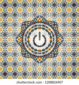 power icon inside arabesque badge background. arabic decoration.