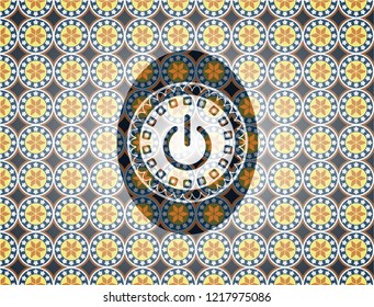 power icon inside arabesque badge. arabic decoration.