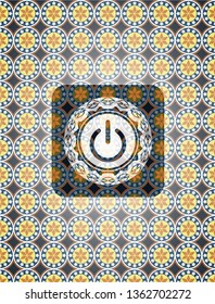 power icon inside arabesque badge background. arabic decoration.