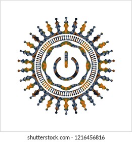 power icon inside arabesque emblem background. arabic decoration.
