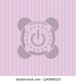 power icon inside badge with pink background