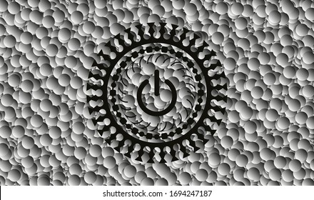 power icon inside black emblem with bubbles background. Vector Illustration. Detailed.