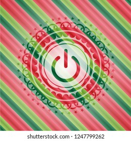 power icon inside christmas colors style emblem.