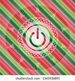 power icon inside christmas emblem background.