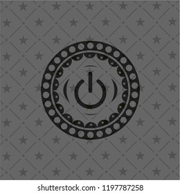 power icon inside dark emblem. Retro
