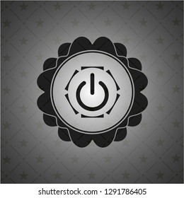 power icon inside dark emblem. Retro