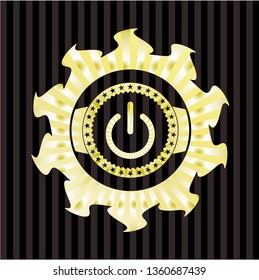 power icon inside gold badge or emblem