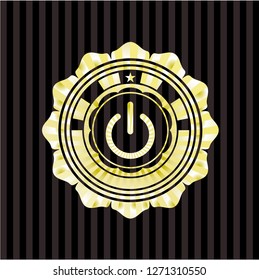 power icon inside gold emblem