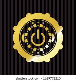 power icon inside gold shiny badge