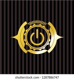 power icon inside golden emblem