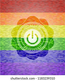 power icon inside lgbt colors emblem 