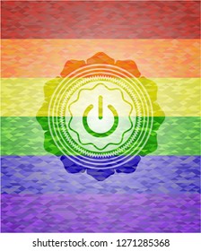 power icon inside lgbt colors emblem 