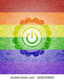 power icon inside lgbt colors emblem 