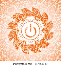 power icon inside orange mosaic emblem with background