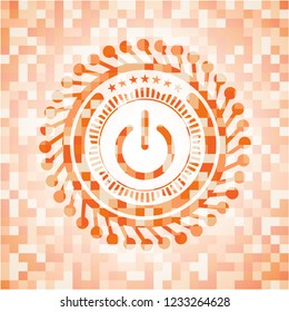 power icon inside orange mosaic emblem with background