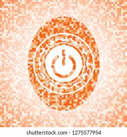 power icon inside orange mosaic emblem with background