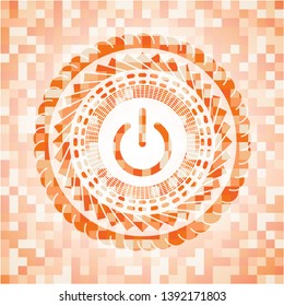 power icon inside orange mosaic emblem with background