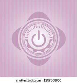 power icon inside pink emblem. Retro