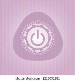 power icon inside pink emblem