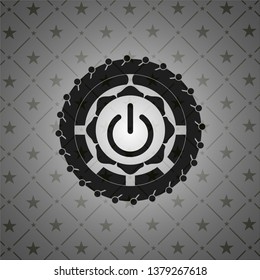 power icon inside realistic black emblem