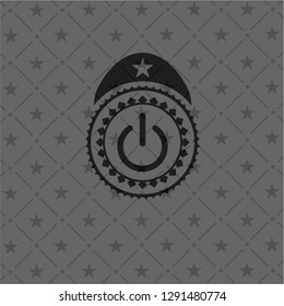 power icon inside realistic dark emblem