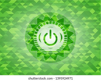 power icon inside realistic green mosaic emblem