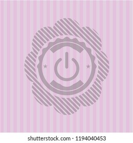 power icon inside realistic pink emblem