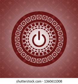 power icon inside realistic red emblem