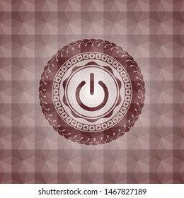 power icon inside red badge with geometric pattern. Seamless.