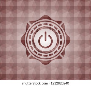 power icon inside red emblem with geometric pattern. Seamless.