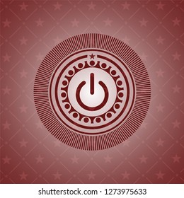 power icon inside red emblem. Retro