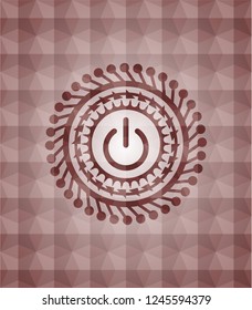 power icon inside red seamless polygonal badge.