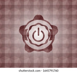 power icon inside red seamless polygonal badge.